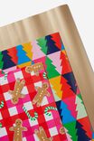 Kids Gift Wrap 3 Pack, GINGERBREAD CHECK/GEO TREES - alternate image 2