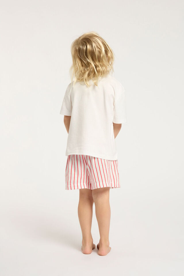 Blair Short Sleeve Pyjama Set, ANTHURIUM/SANTA STRIPE