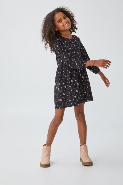 Savannah Long Sleeve Dress, BLACK/BECKETT DITSY