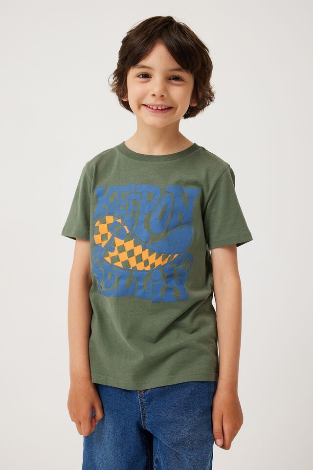 Max Skater Short Sleeve Tee, SWAG GREEN / KEEP ON ROLLING