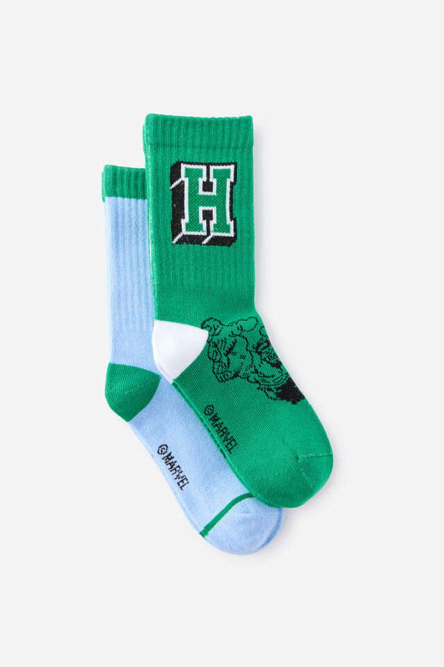 The Hulk Marvel Crew Sock 2PK, LCN MAR HULK/ENGLISH IVY