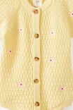 Baby Organic Raglan Knit Bubbysuit, LEMON SQUASH/DAISIES - example image 2