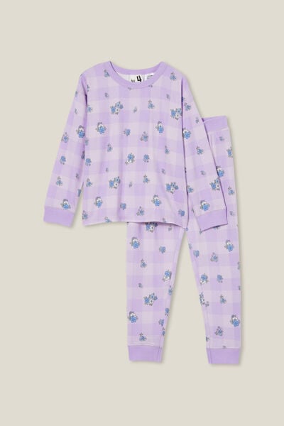 Serena Long Sleeve Pyjama Set, PALE VIOLET/AVA DITSY GINGHAM