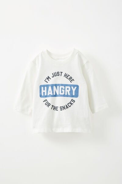 Jamie Long Sleeve Graphic Print Tee, VANILLA/HANGRY