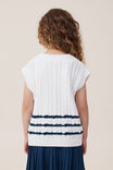 Selena Tennis Vest, WHITE/IN THE NAVY STRIPE - alternate image 3