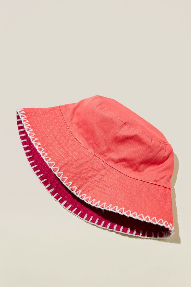 Kids Reversible Bucket Hat, FESTIVAL FUCHSIA/ORANGE CORAL