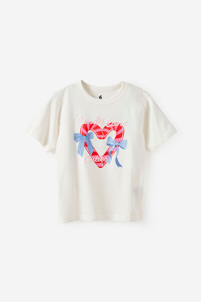 Essential Short Sleeve Graphic Tee, VANILLA/CANDY CANE CUTIES