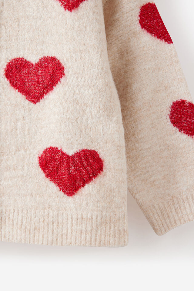 Cosi Knit Cardigan, OATMEAL MARLE/HEART