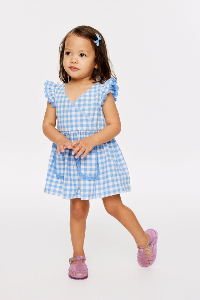 Charlie Baby Doll Dress, BLUE BONNET/VANILLA GINGHAM