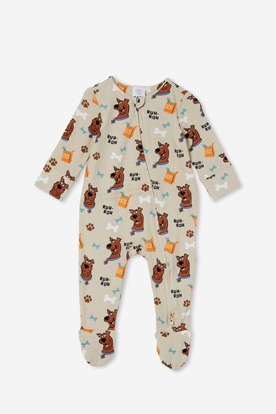 The Long Sleeve Zip Romper Usa-Lcn, LCN WB RAINY DAY/SCOOBY DOO SNACK TIME