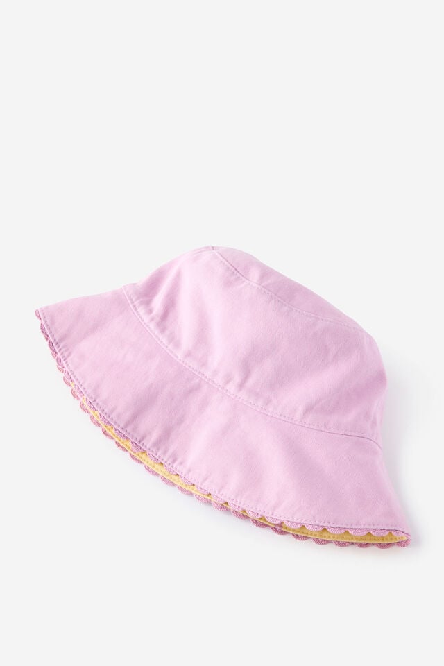 Kids Reversible Bucket Hat - Personalised, BUTTER YELLOW/SPOT