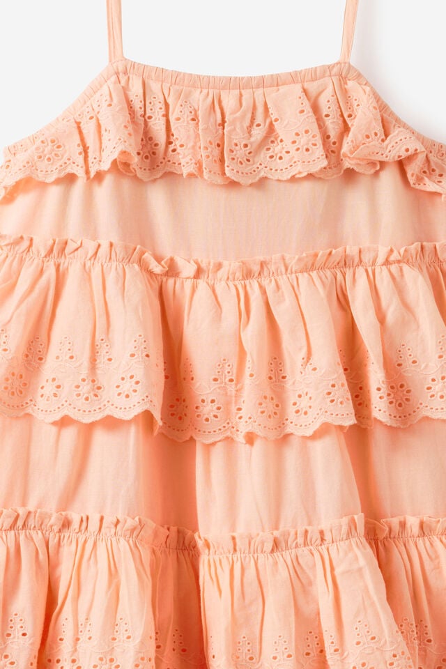 Sleeveless Broderie Dress, APRICOT MIST