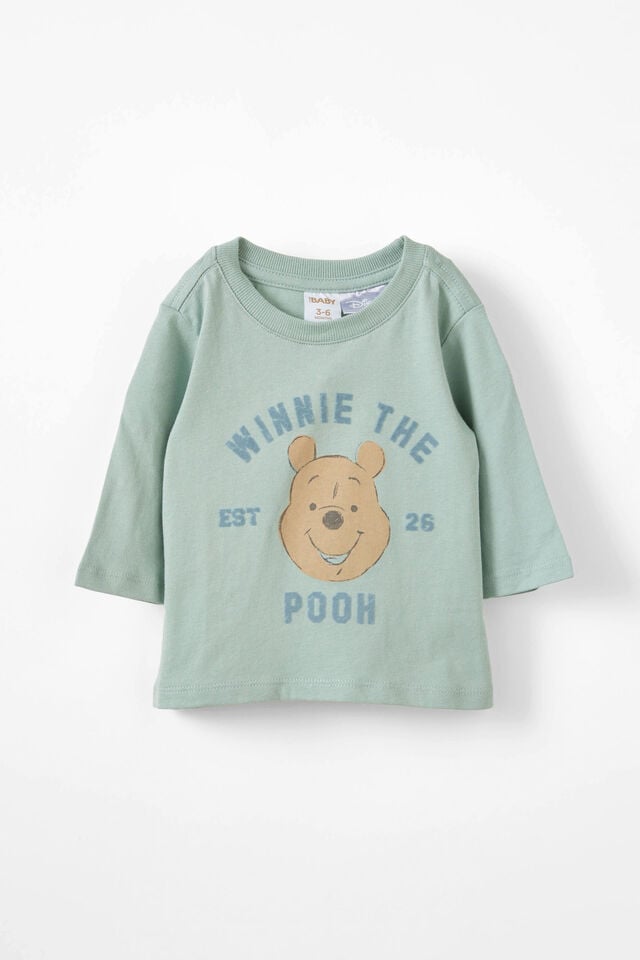 Jamie Long Sleeve Graphic Print Tee - License, LCN DIS STONE GREEN/WINNIE THE POOH