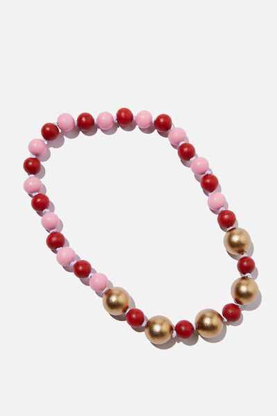 Beaded Necklace, CALI PINK/RED SPARKLES