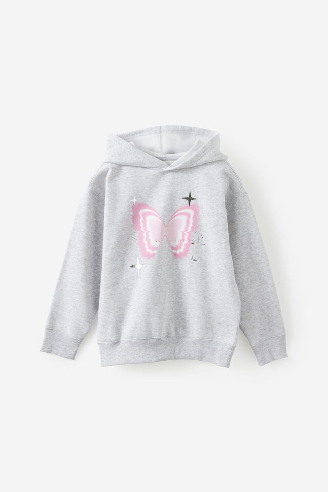 Sammy Oversized Hoodie, GREY MARLE/BUTTERFLY