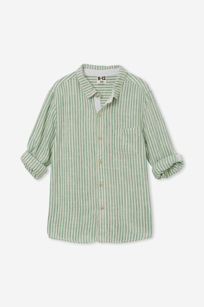 Super Long Sleeve Prep Shirt, GREEN PEAR/STRIPE