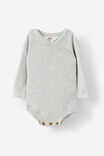 Organic Rib Knit Cross Over Tie Bubbysuit, CLOUD MARLE - example image 1