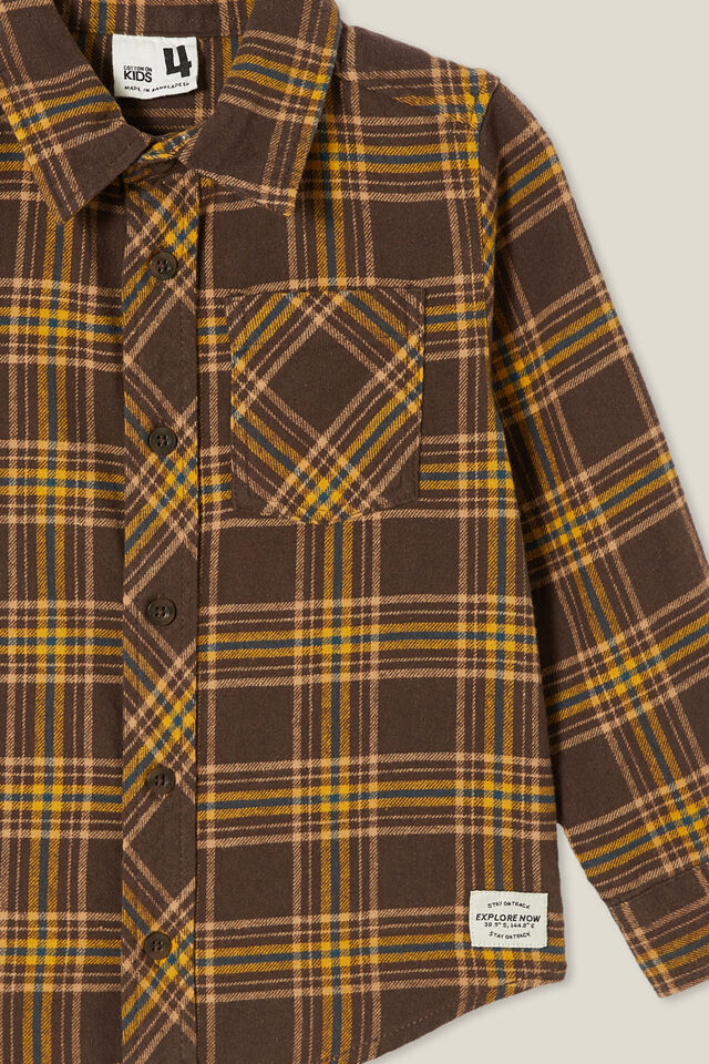Rugged Long Sleeve Shirt, HOT CHOCCY/TAUPY BROWN PLAID