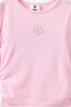 Fitted Long Sleeve Essential Gathered Top, BALLET PINK/FLOWER DIAMANTE - example image 2