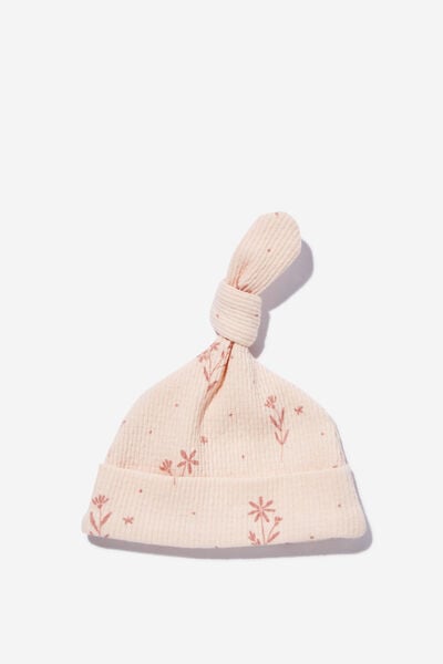 Gorro - Organic Pointelle Beanie, PINK PEARL/SPRIGGY FLORAL