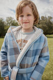 Boys Flannel Hooded Gown Personalised, FROSTY BLUE/WINTERS CHECK - alternate image 2