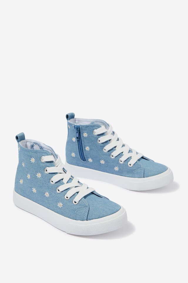 Classic Canvas High Top Trainer, DAISY DENIM EMBROIDERY