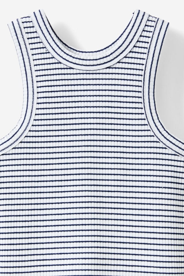 Eleanor Tank, WHITE/IN THE NAVY STRIPE RIB