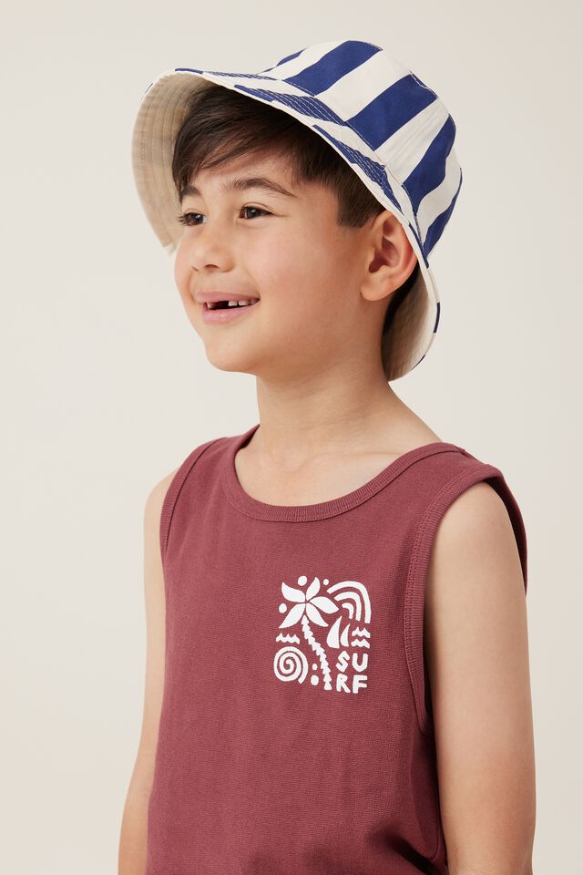 Kids Reversible Bucket Hat, IN THE NAVY STRIPE
