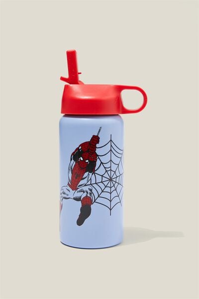 Kids Metal Drink Bottle - Personalised, LCN MAR SPIDERMAN/DUSTY BLUE