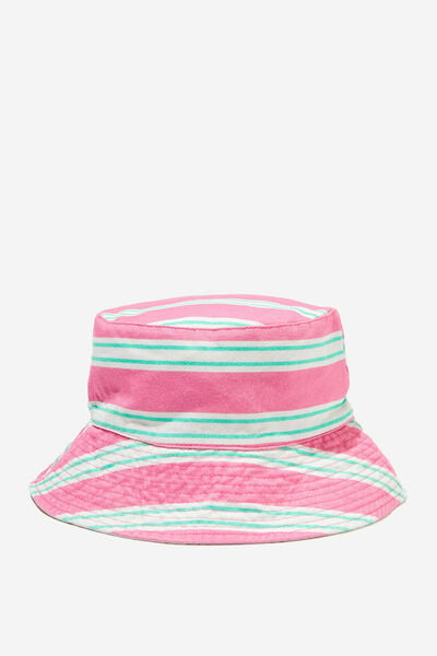 Kids Reversible Bucket Hat, MULTI STRIPE/BUBBLEGUM POP