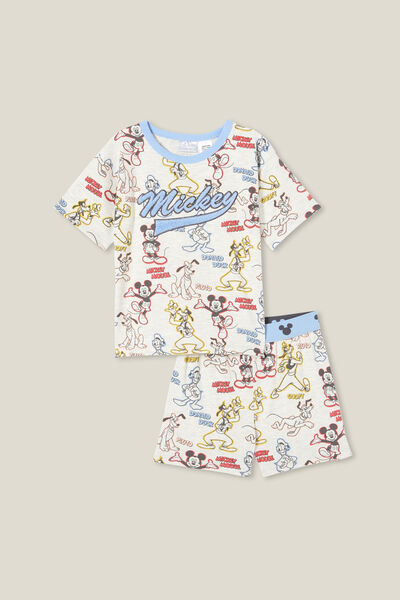 Felix Short Sleeve Pyjama Set License, LCN DIS OATMEALE MARLE/MICKEY FRIENDS