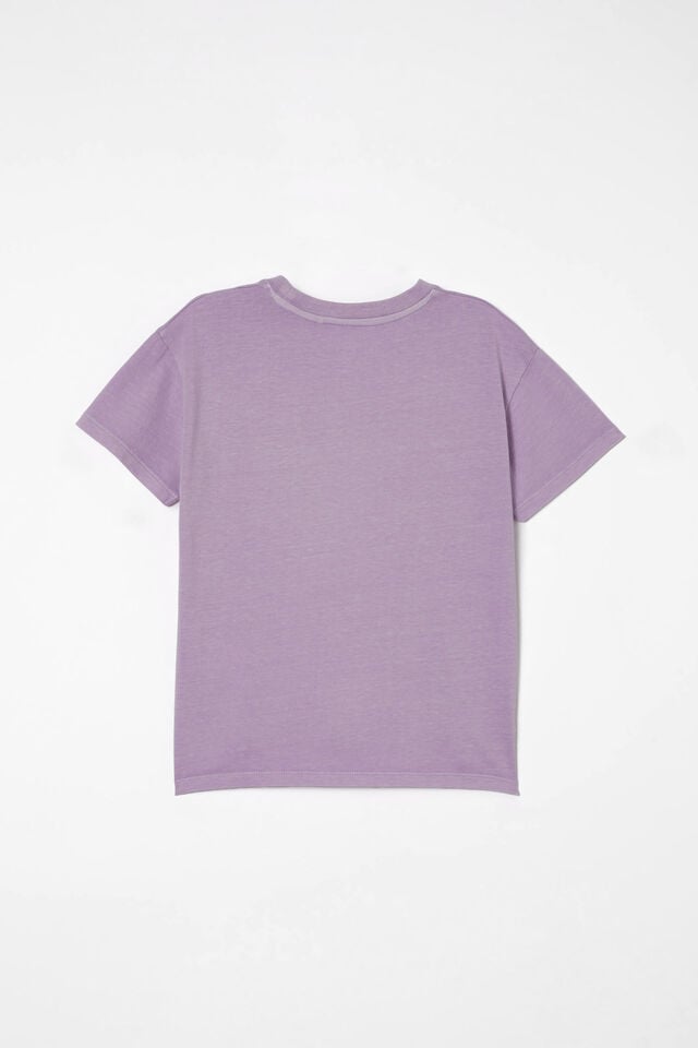 Poppy Short Sleeve Graphic Print Tee, LILAC DROP WASH/FLORAL POCKET