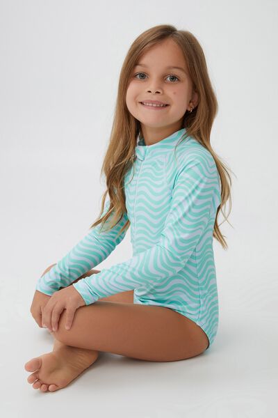 Lydia One Piece, FUNKY GREEN/FROSTY BLUE WAVES
