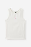 Fitted Essential Racer Back Tank, VANILLA/BALLET PINK HEART - example image 2