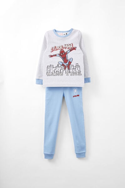 Milo Long Sleeve Pyjama Set License, LCN MAR SNOW MARLE/SPIDERMAN GLOW