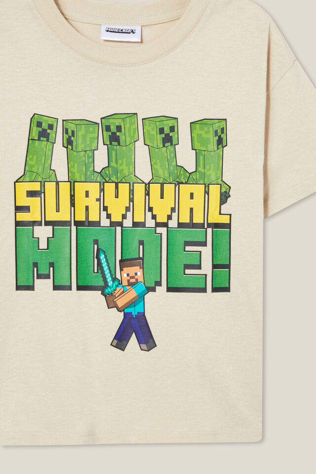 Camiseta - Minecraft License Drop Shoulder Short Sleeve Tee, LCN MIN RAINY DAY/MINECRAFT SURVIVAL MODE
