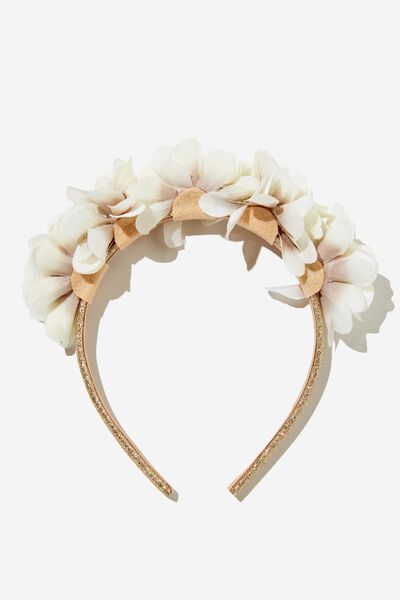 Luxe Floral Headband, WHITE FLORAL