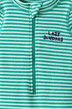 Baby Long Sleeve All In One Swimsuit, ENGLISH IVY/LAZY SUNDAES STRIPE - example image 2