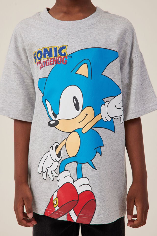Camiseta - Sonic License Drop Shoulder Short Sleeve Tee, LCN SONIC FOG GREY MARLE/SONIC HEDGEHOG