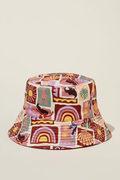 Kids Reversible Bucket Hat, HENNA/MERMAID PARADISE