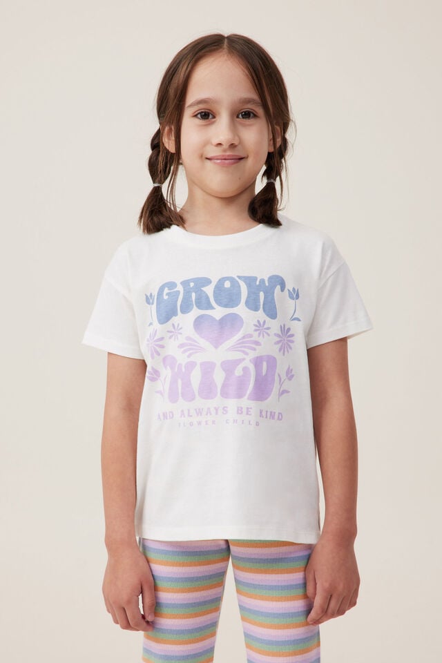 Camiseta - Poppy Short Sleeve Print Tee, VANILLA/DUSK BLUE GROW WILD