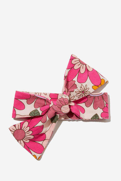 The Bow Tie Headband, CRYSTAL PINK/RETRO BLOOMS