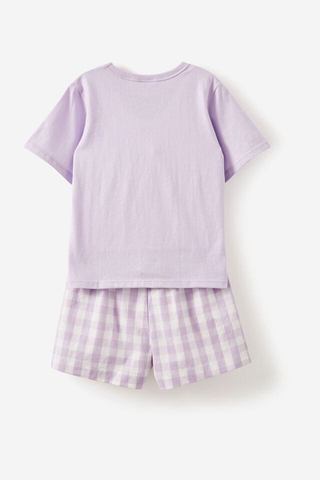 Kelly Short Sleeve Pyjama Set, VINTAGE LILAC/BUTTERFLY GINGHAM