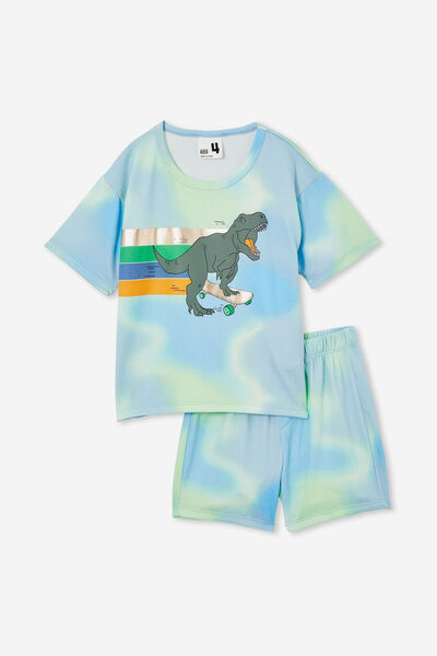 Finn Short Sleeve Pyjama Set, MULTI/RAINBOW SKATER DINO