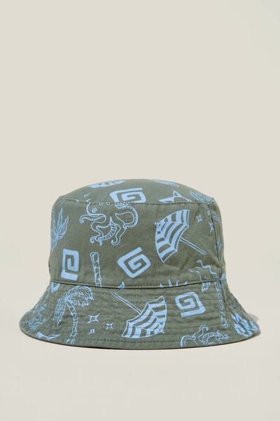 Kids Reversible Bucket Hat, SWAG GREEN/MYKONOS