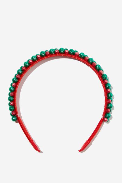 Luxe Headband, FLAME RED/PINE TREE GREEN