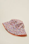 Kids Reversible Bucket Hat, CLAIRE DITSY CLAY PIDGEON/TROPICAL ORANGE - alternate image 2