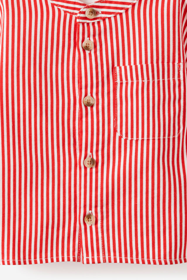 Baby Woven Long Sleeve Shirt, VARSITY RED STRIPE