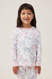 Serena Long Sleeve Pyjama Set, OATMEALE MARLE/BREEZY UNICORN - alternate image 1