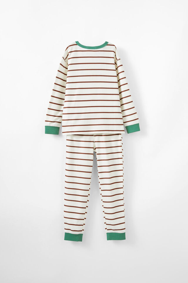 Bluey Long Sleeve Pyjama Set, LCN BLU DARK VANILLA/CHESTNUT STRIPE LUCKY